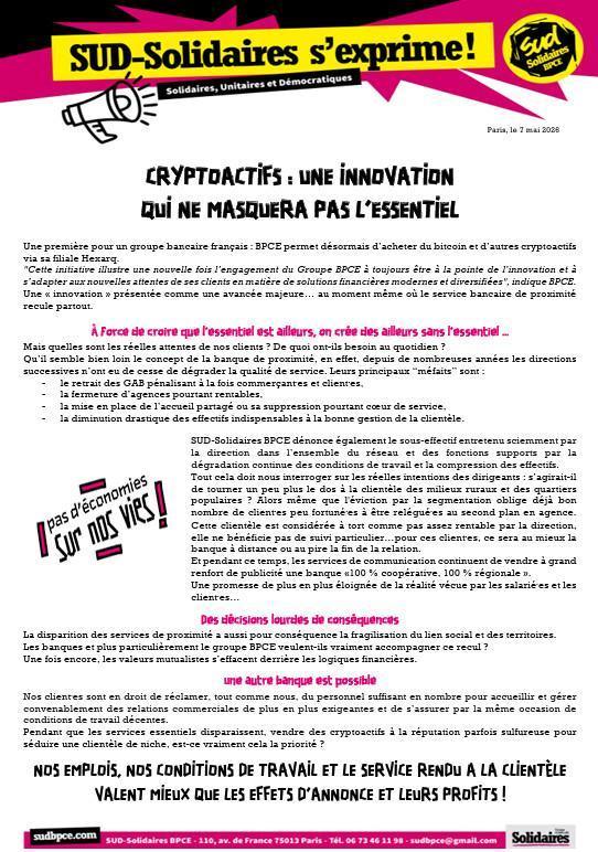 CRYPTOACTIFS : UNE INNOVATION QUI NE MASQUERA PAS L’ESSENTIEL - National CRYPTOACTIFS : UNE INNOVATION QUI NE MASQUERA PAS L’ESSENTIEL - National