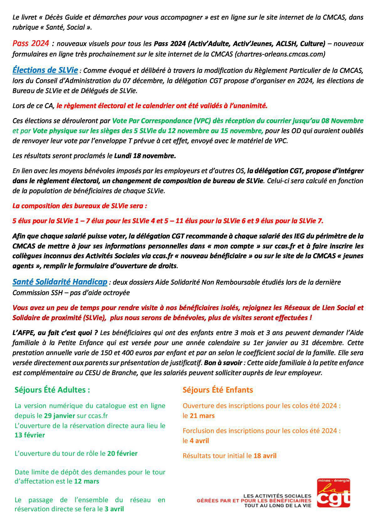 CR CGT Conseil d'Administration CMCAS du 1er février