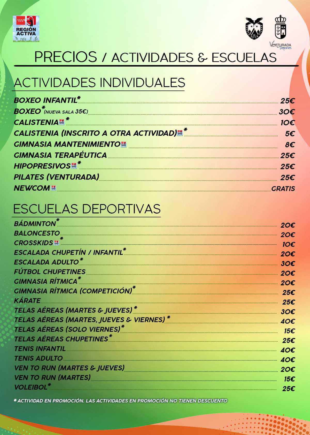 Precios Escuelas Deportivas