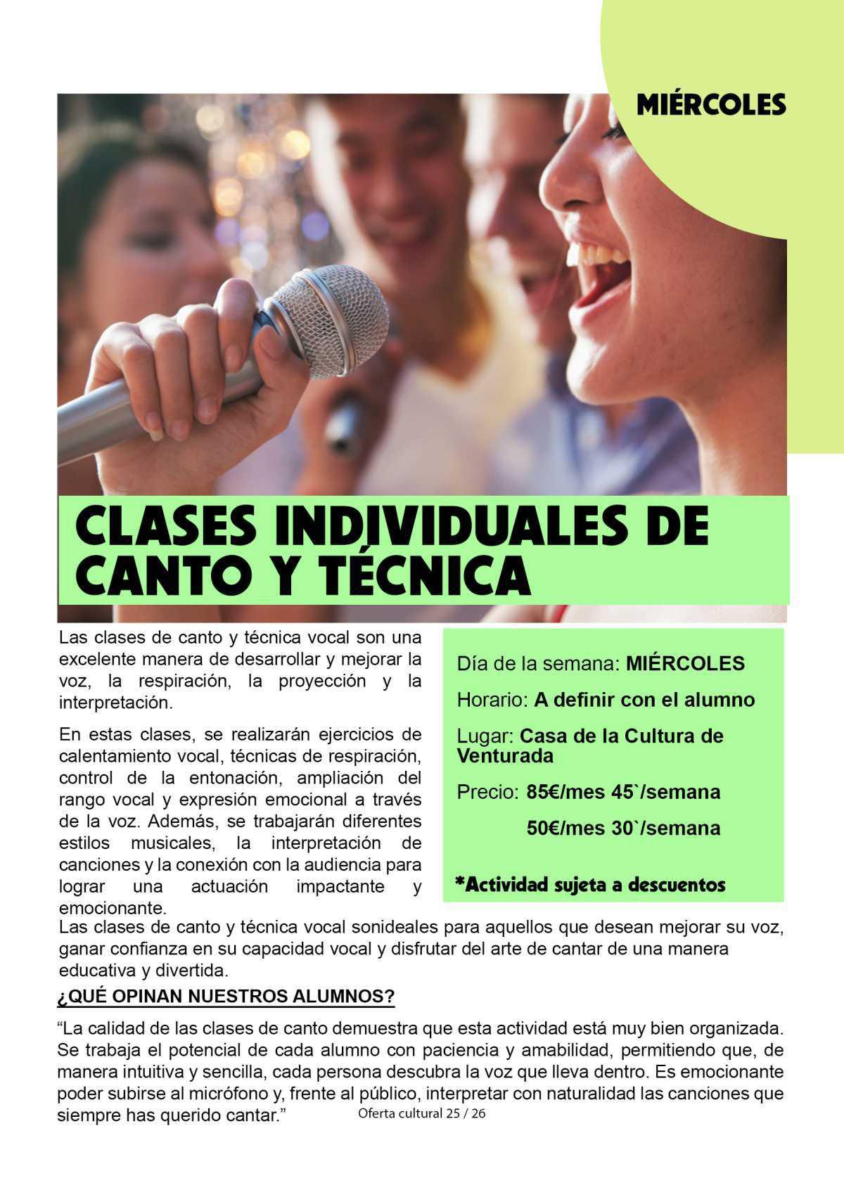 Clases individuales canto y técnica