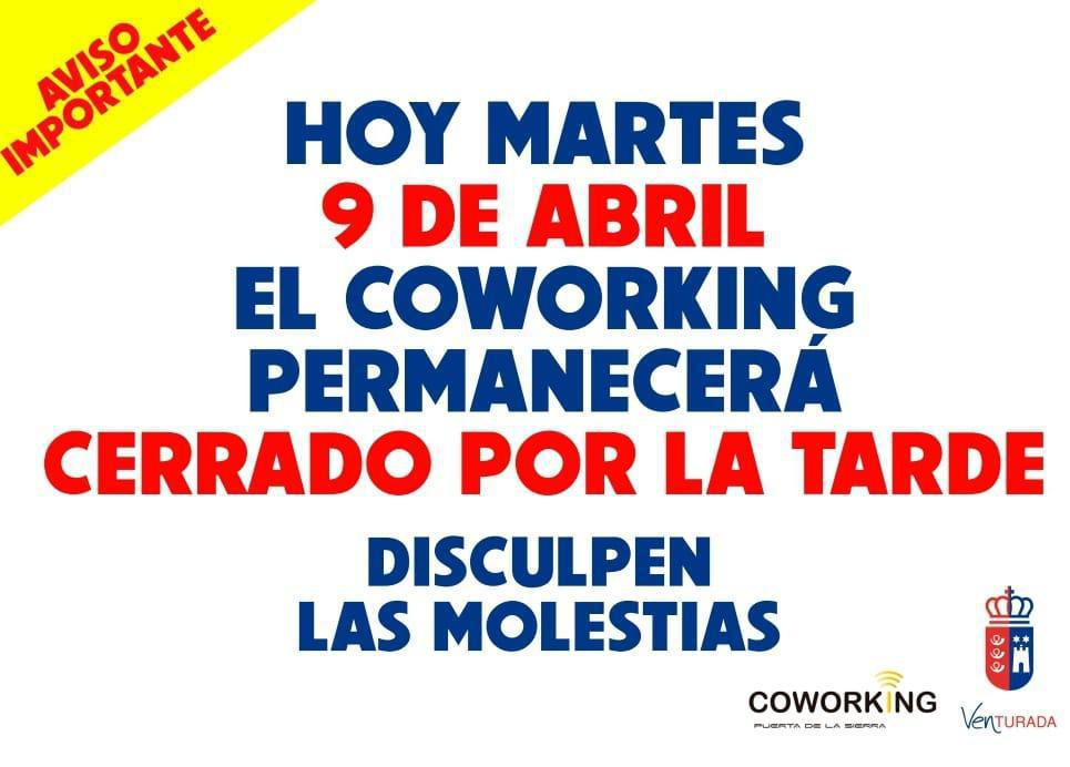 COWORKING CERRADO MARTES 9 ABRIL