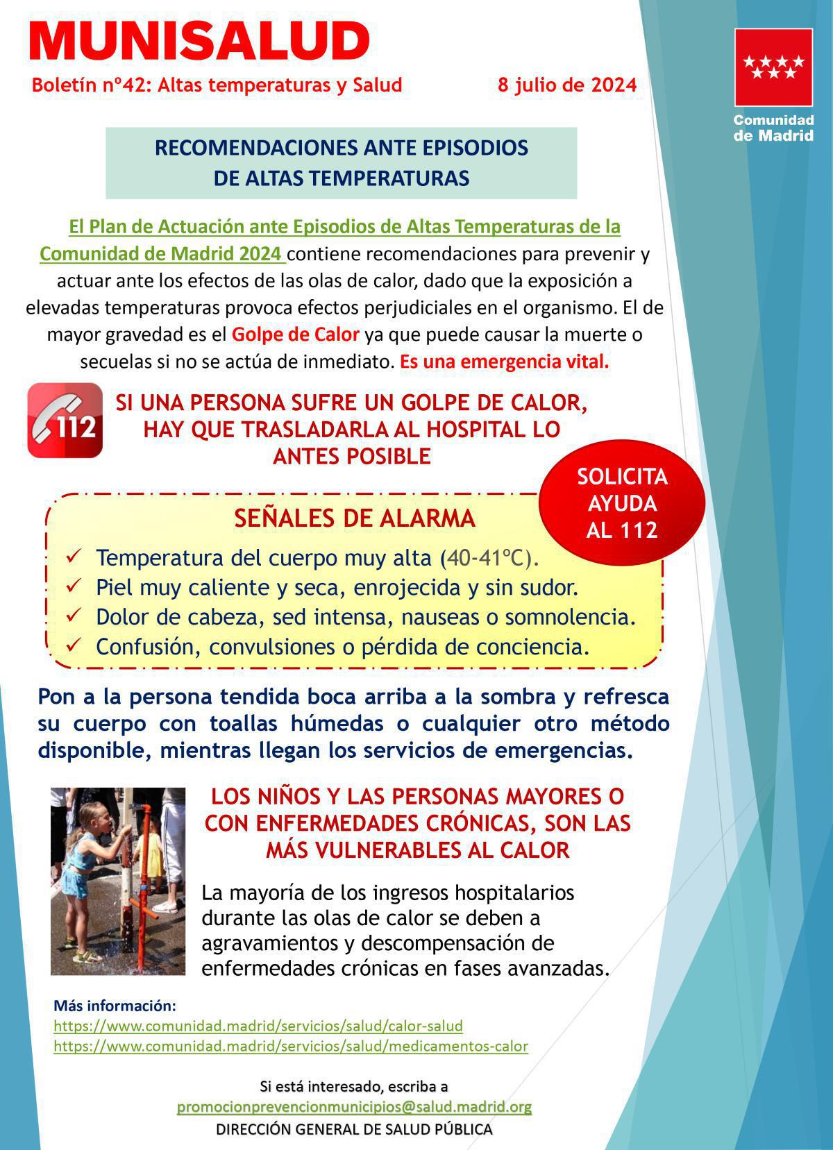 RECOMENDACIONES ANTE EPISODIOS DE ALTAS TEMPERATURAS