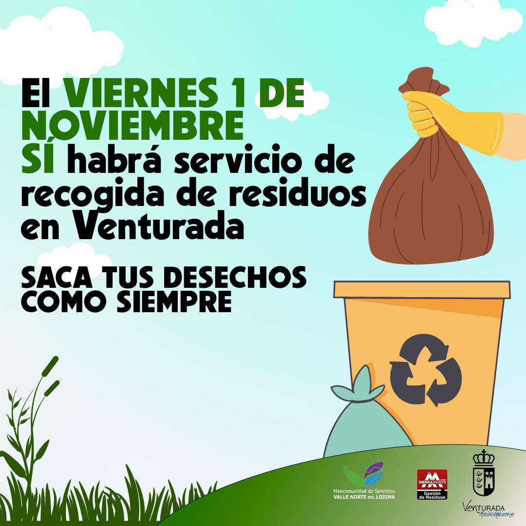 1 NOV. SÍ HABRÁ SERVICIO DE RECOGIDA DE RESIDUOS