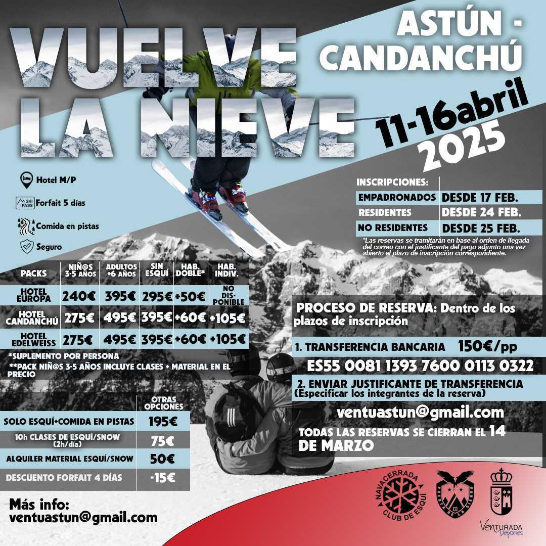 ¡VENTURADA SE VA A ESQUIAR! ¡VENTURADA SE VA A ESQUIAR!