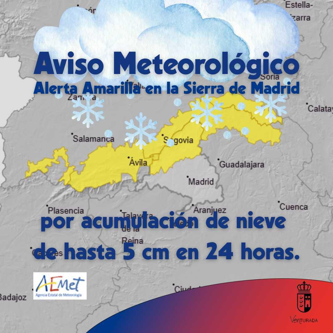 AVISO METEOROLÓGICO- ALERTA AMARILLA EN LA SIERRA DE MADRID AVISO METEOROLÓGICO- ALERTA AMARILLA EN LA SIERRA DE MADRID