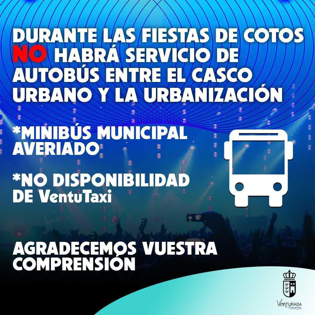 NO HABRÁ SERVICIO DE AUTOBÚS