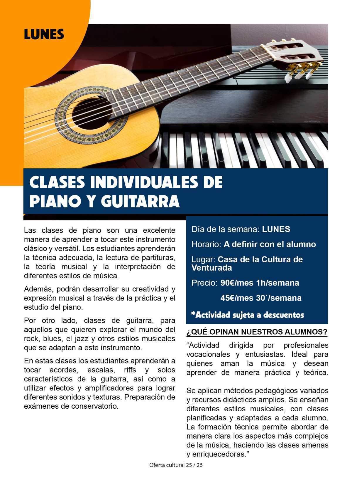 Clases individuales de piano y guitarra