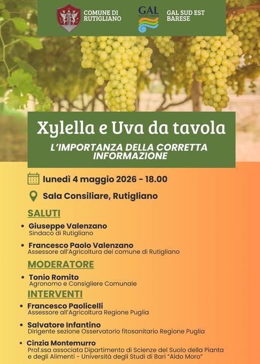 "Xylella e uva da tavola: l'importanza della corretta informazione" (inizio ore 18.00)