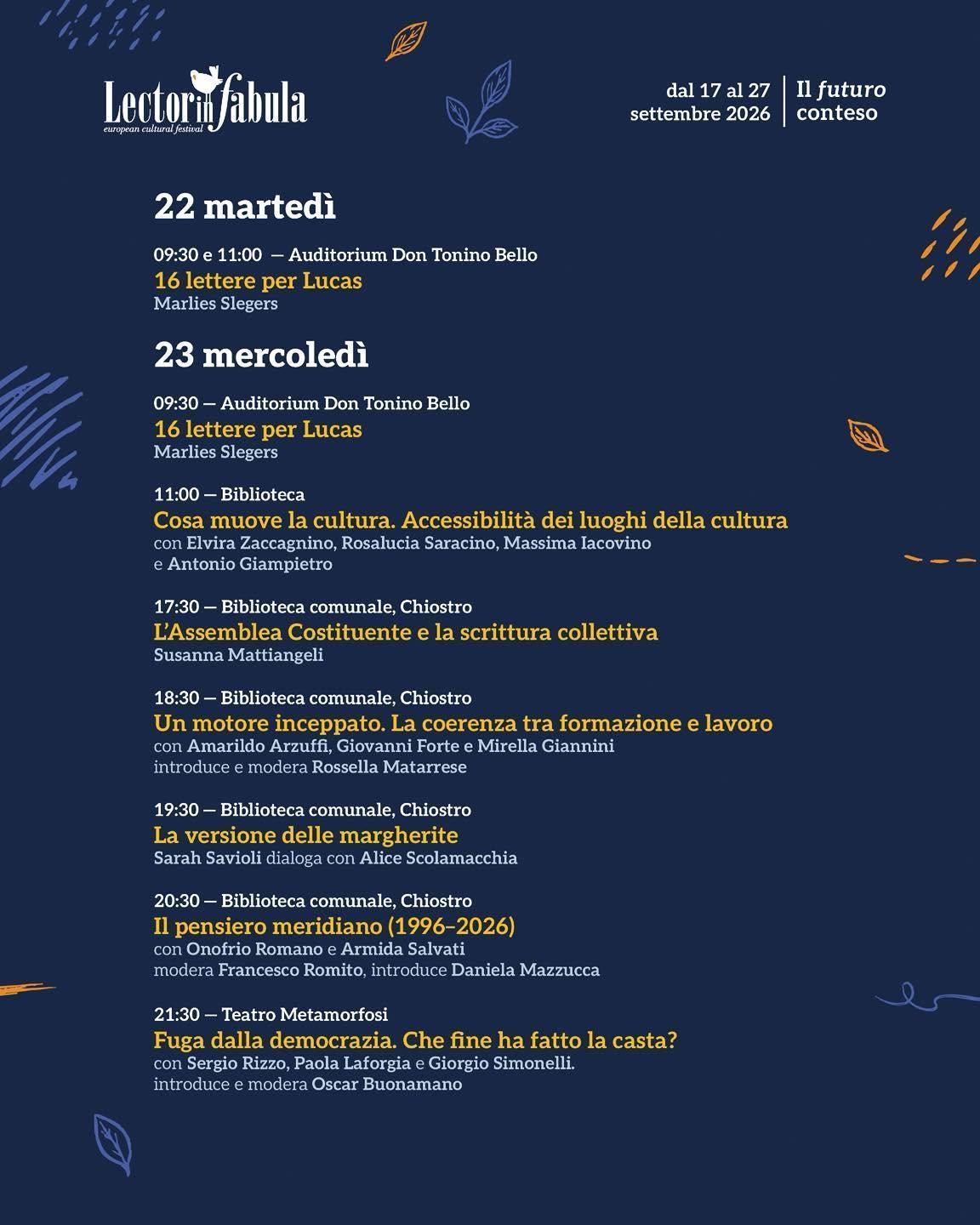 Lectorinfabula a Rutigliano (Inizio ore 9.30)
