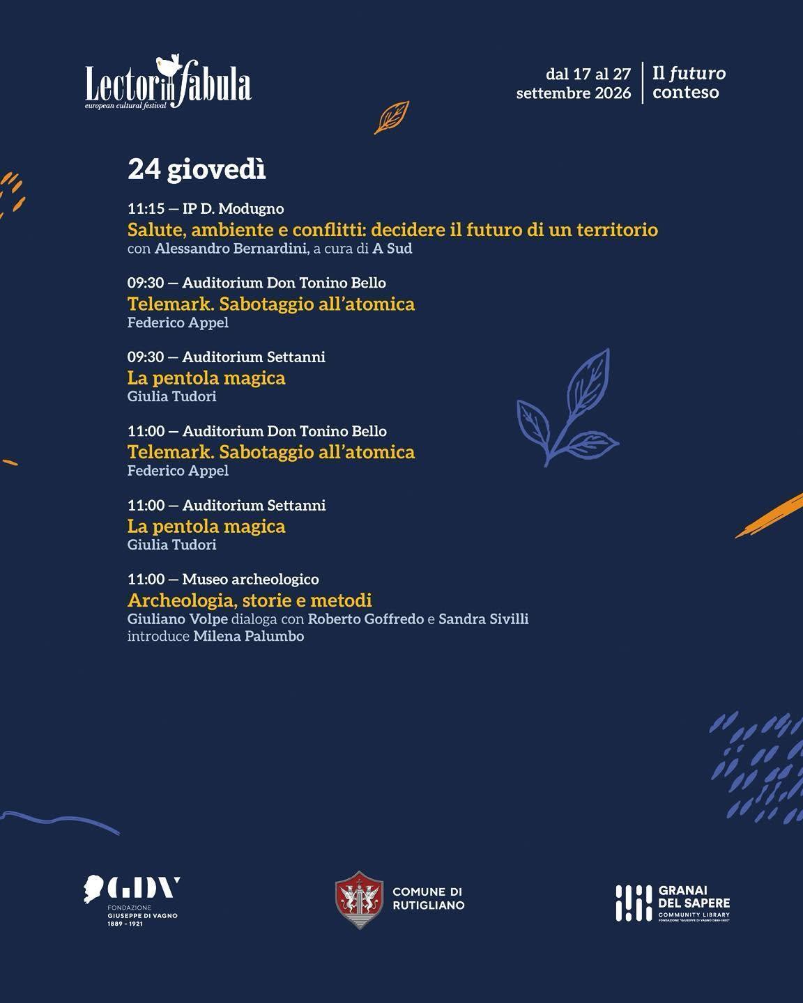 Lectorinfabula a Rutigliano (Inizio ore 9.30)