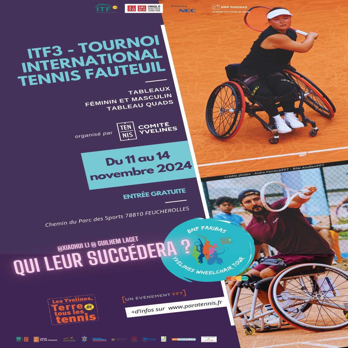 📌 Tournoi international Tennis Fauteuil du Comité des Yvelines : nos athlètes en lice🤩👌