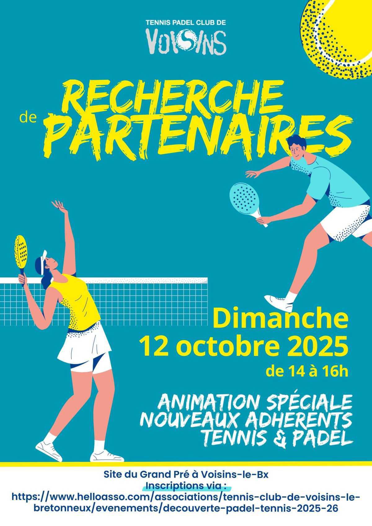 ‼️12 octobre au Grand Pré : RDV Tennis & Padel pour trouver des partenaires ‼️