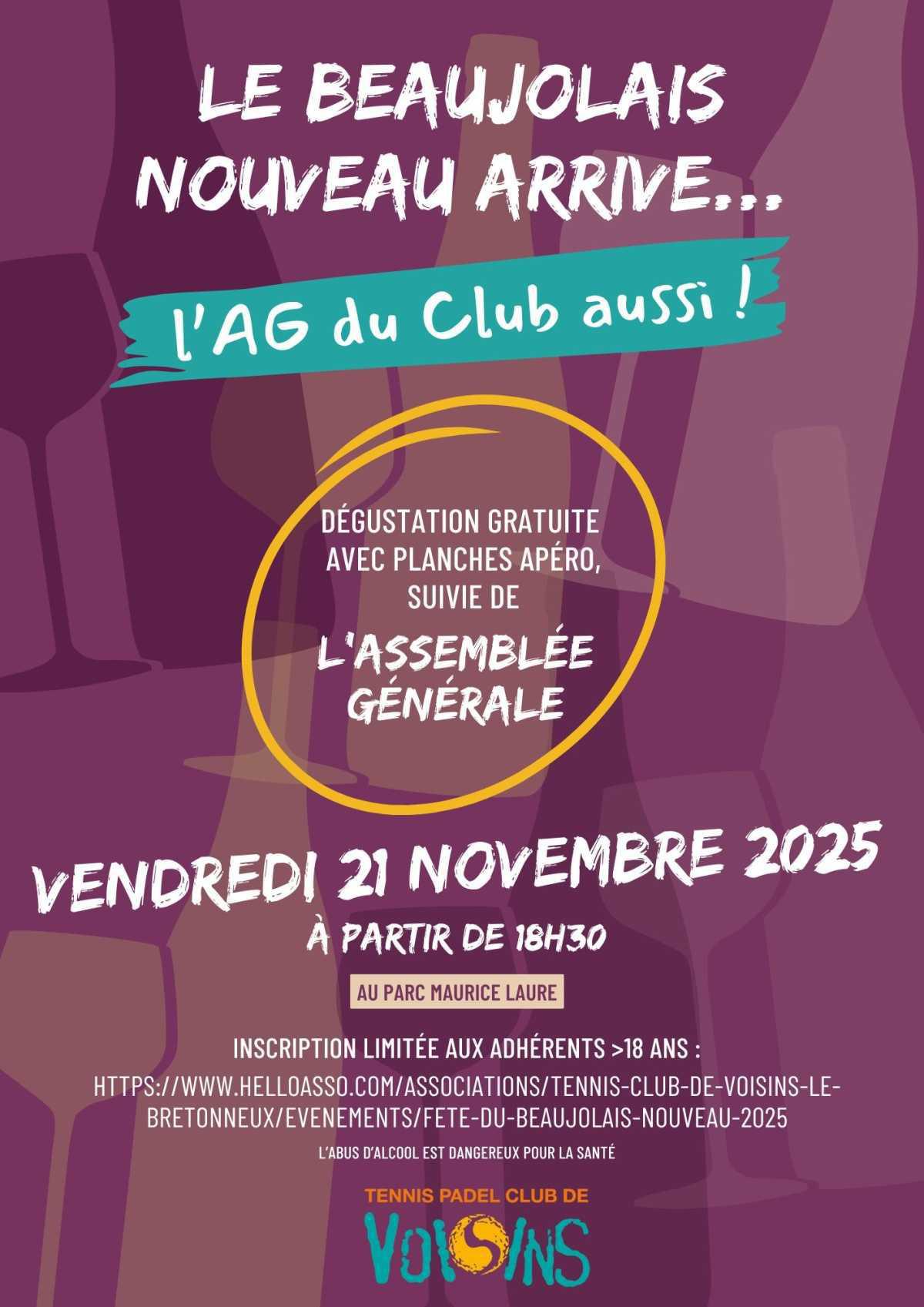 Save the date ! Vendredi 21 novembre, c'est l'AG du Club et... le Beaujolais nouveau 😋🤩 Save the date ! Vendredi 21 novembre, c'est l'AG du Club et... le Beaujolais nouveau 😋🤩