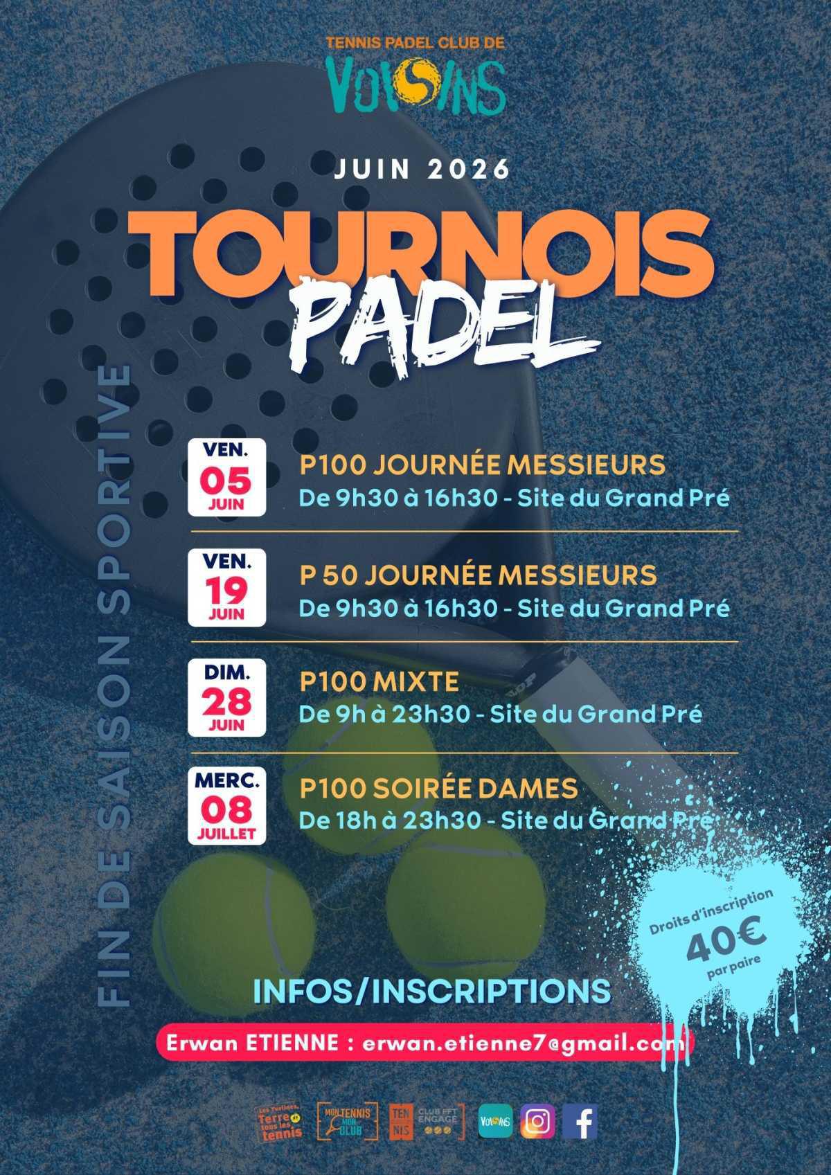 Tournoi Padel : P100 Mixte
