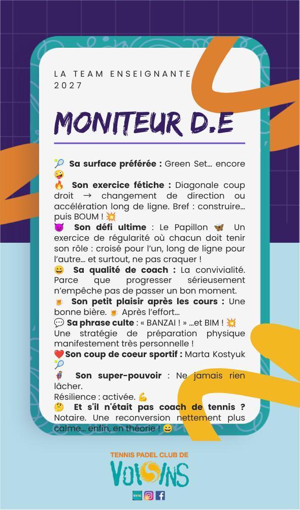 🃏 CARTE TEAM ENSEIGNANTE #04 — FRANCK : le Samouraï du Green Set ! 🎾 