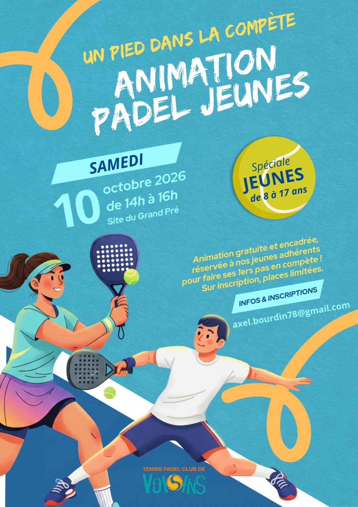 🎾 Padel Jeunes (8>17 ans) : une animation gratuite et encadrée pour faire tes 1ers pas en compète‼️👊