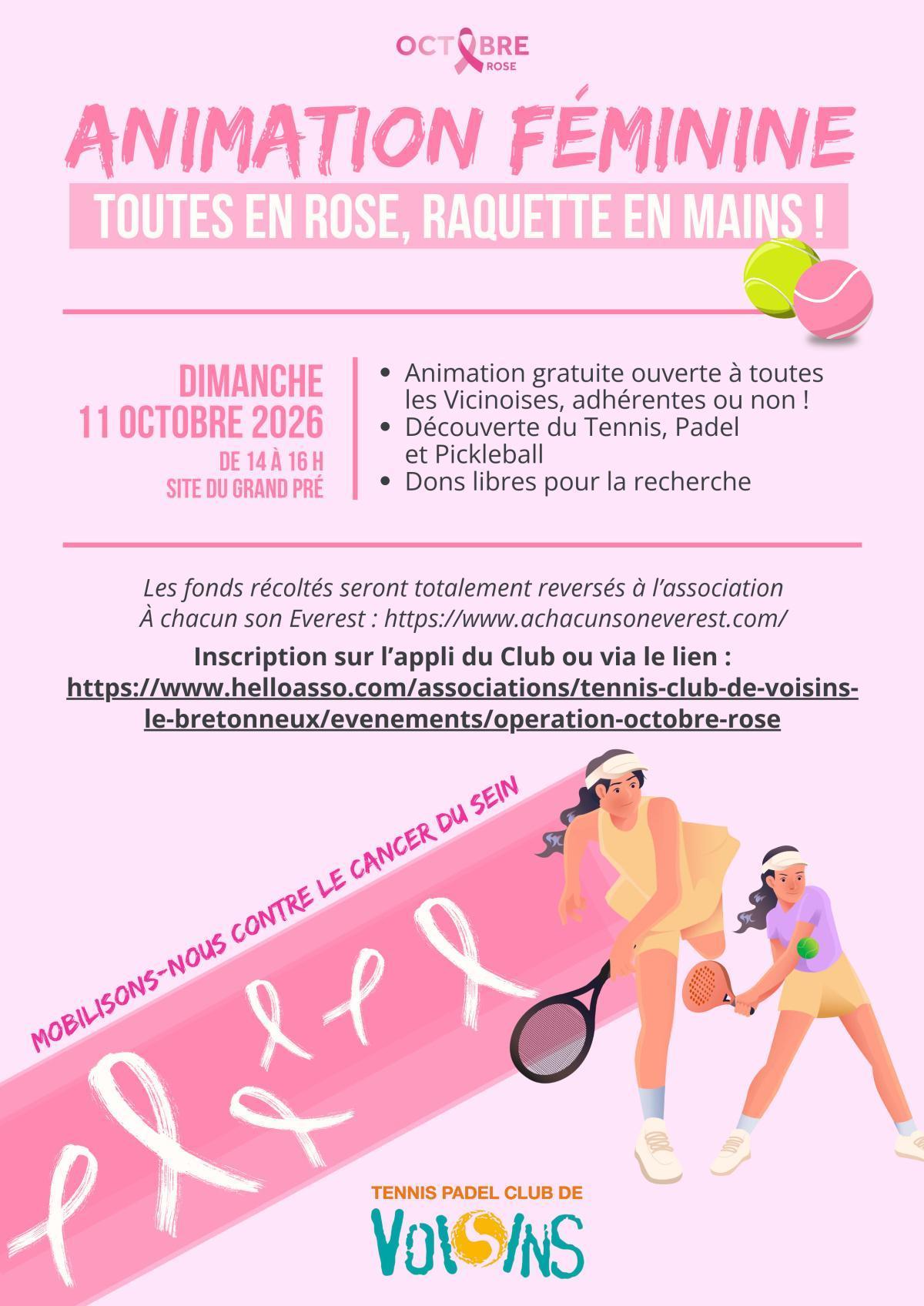 🎀 OCTOBRE ROSE : à vos raquettes Mesdames ! 🎀 🎀 OCTOBRE ROSE : à vos raquettes Mesdames ! 🎀