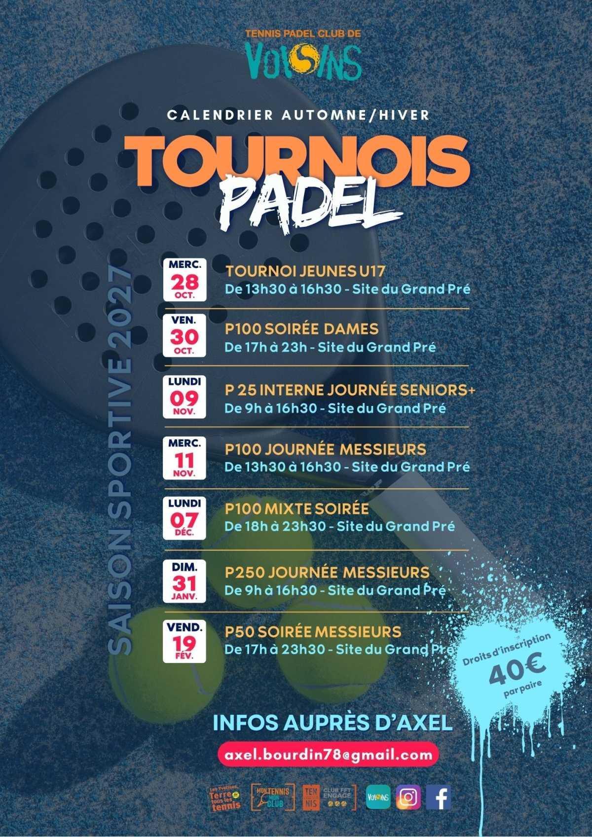 🎾 Calendrier des tournois : ça va matcher et on commence par le Padel 😎🔥