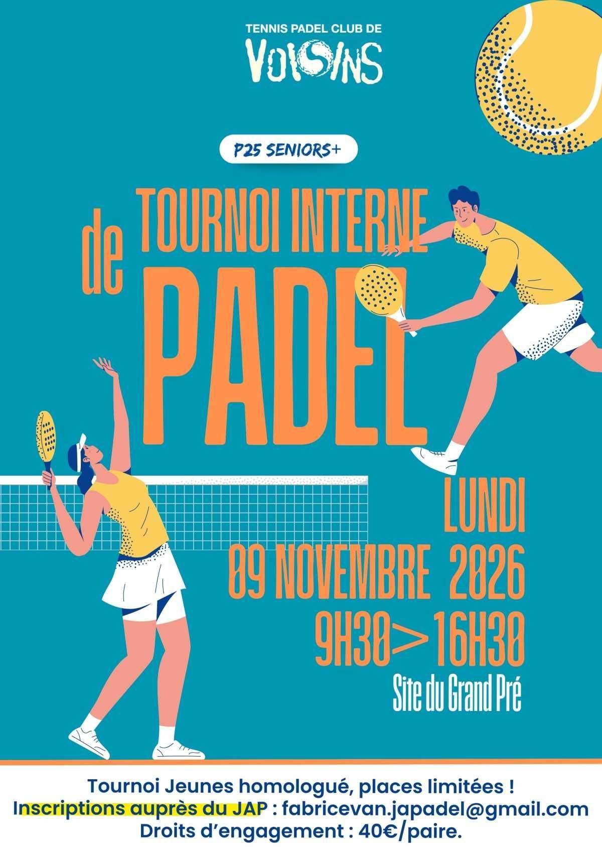 ‼️ Tournoi interne PADEL SENIORS+ (P25)📌