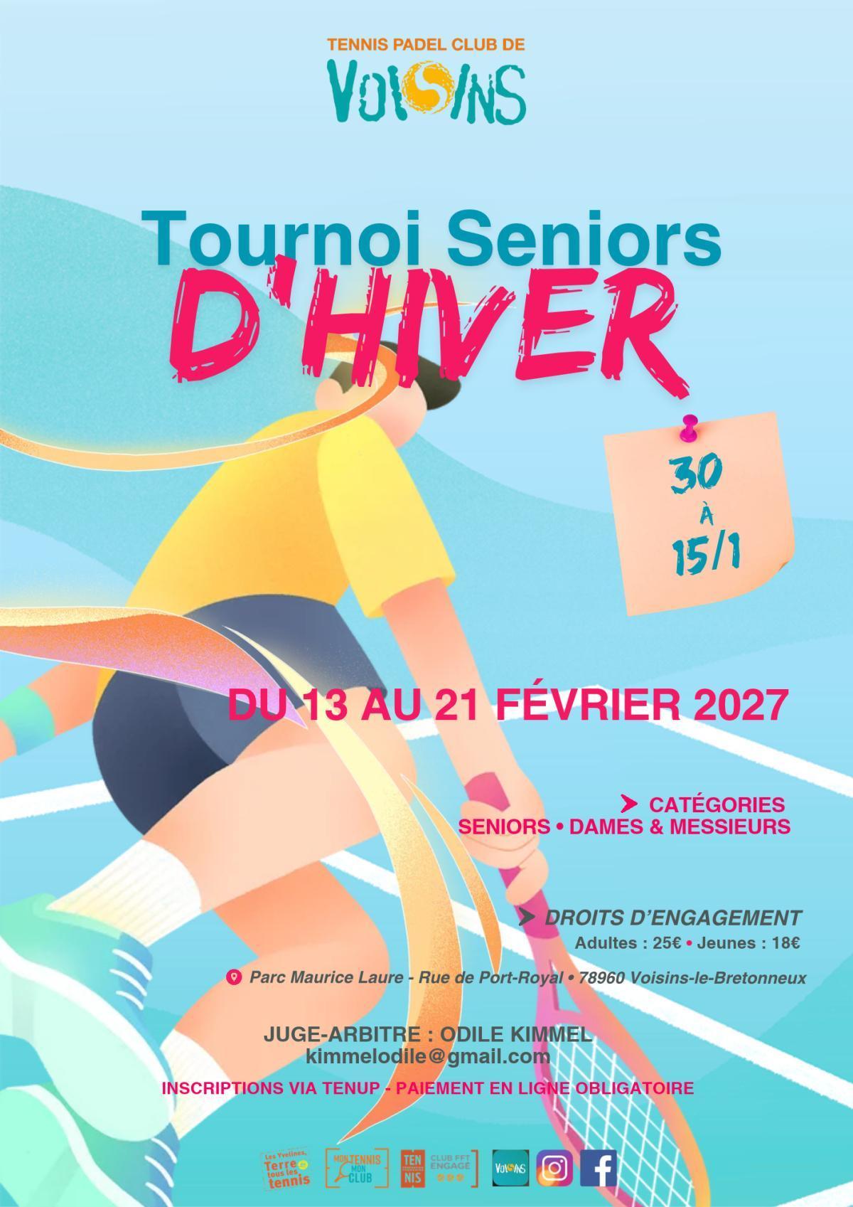 🎾 OPEN d'hiver Seniors Dames & Messieurs - 30 à 15/1 🎾