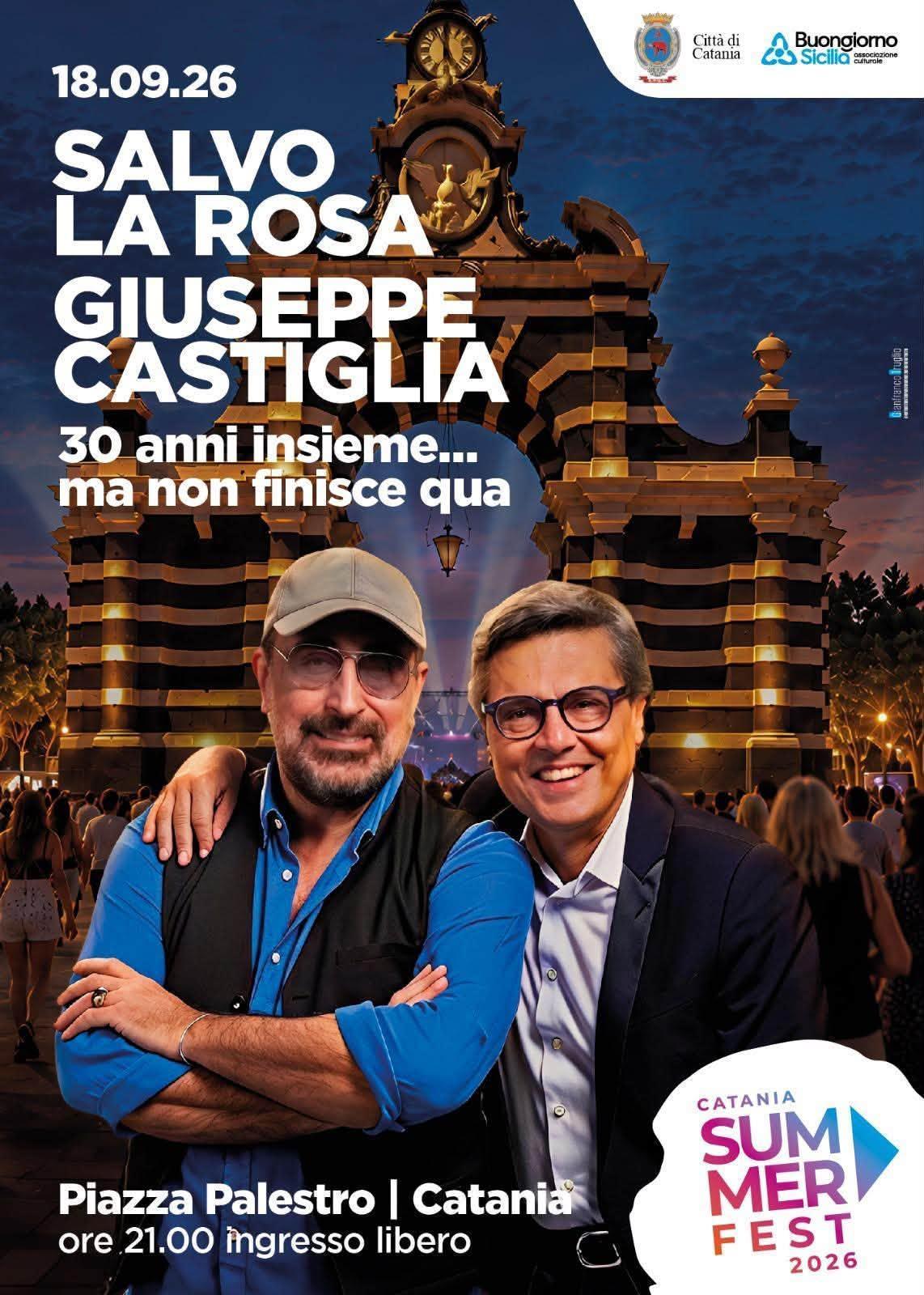 "30 anni Insieme...ma non finisce qua", con Salvo La Rosa e Giuseppe Castiglia. Al piano Alvise Chisari (start h. 21:00)