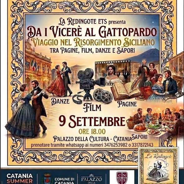 “Da i Vicerè al Gattopardo un viaggio sensoriale tra le pagine, i film e le danze del Risorgimento siciliano” (start h. 18:00) “Da i Vicerè al Gattopardo un viaggio sensoriale tra le pagine, i film e le danze del Risorgimento siciliano” (start h. 18:00)