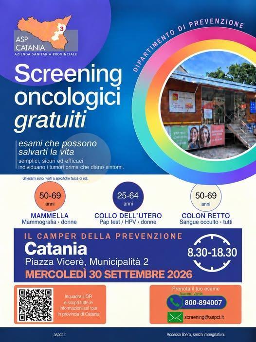 Screening oncologici gratuiti (dalle 8.30 alle 18.30)