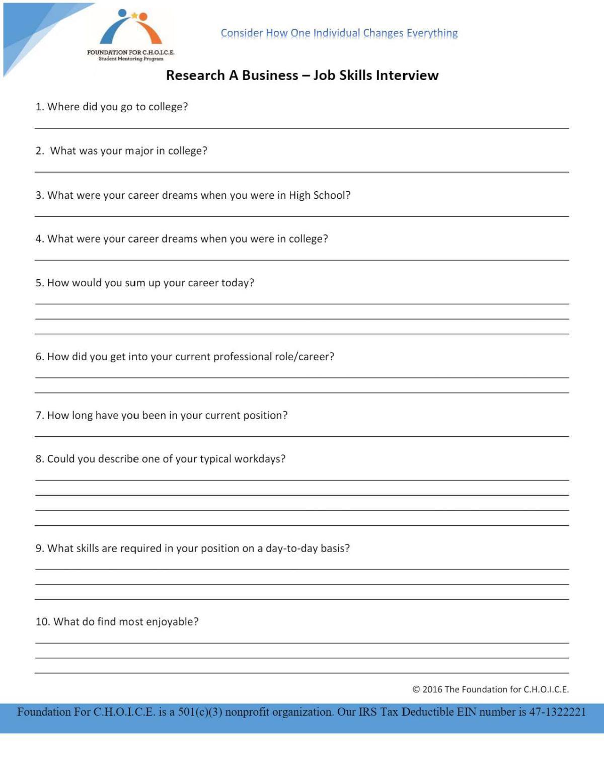 Research A Business Job Skills Interview Questions