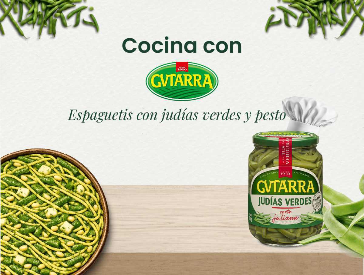 Espaguetis con judías verdes y pesto Espaguetis con judías verdes y pesto