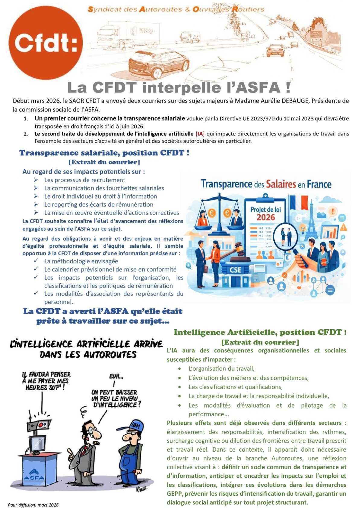 La CFDT interpelle l'ASFA
