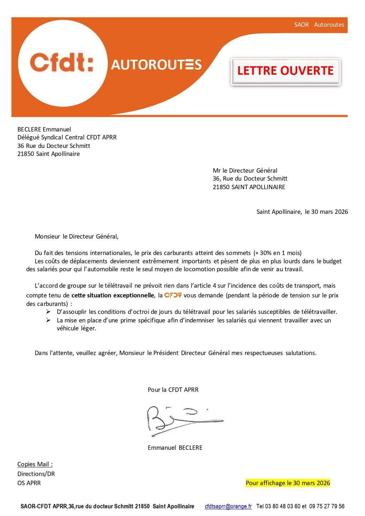 lettre ouverte crise énergétique