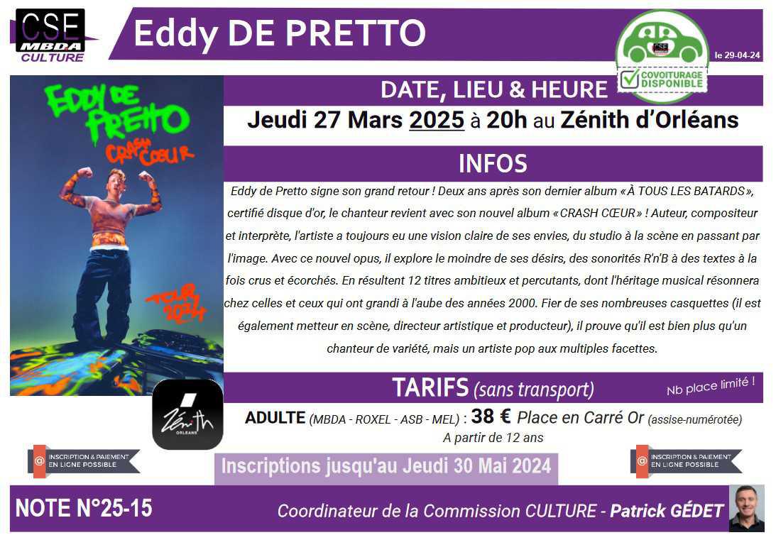 PRESTA CSE - CULTURE - Eddy De Pretto