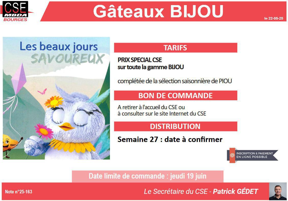 PRESTA CSE - Gateaux BIJOU