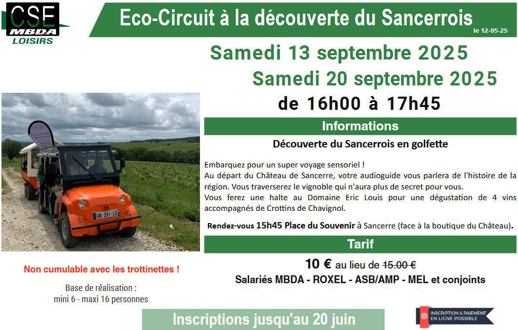 Presta CSE - Loisirs - Eco-Circuit à la découverte du Sancerrois