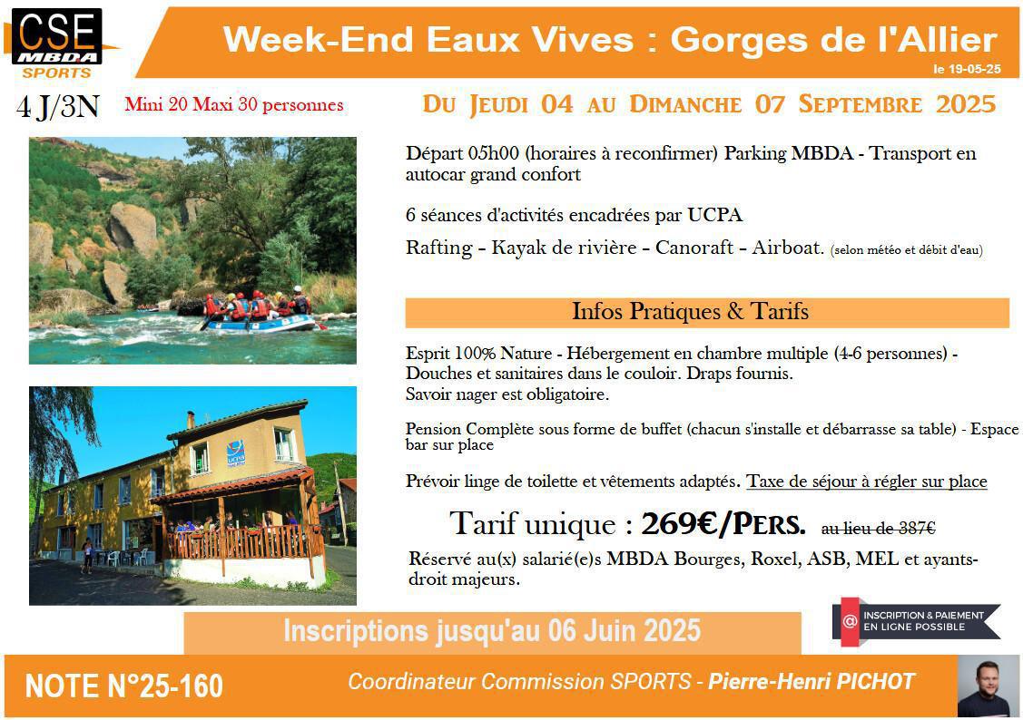 Presta CSE - Sport - Week-End Sport Eaux Vives