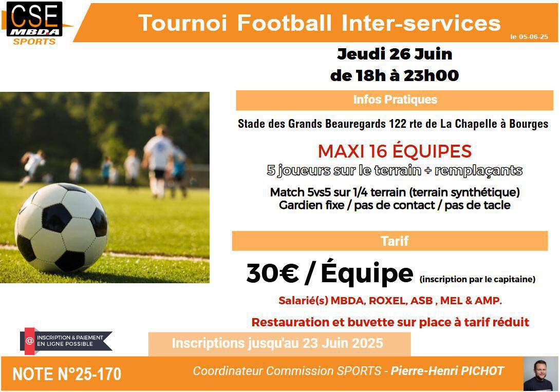 PRESTA CSE - Sport - Tournoi Football Inter-services