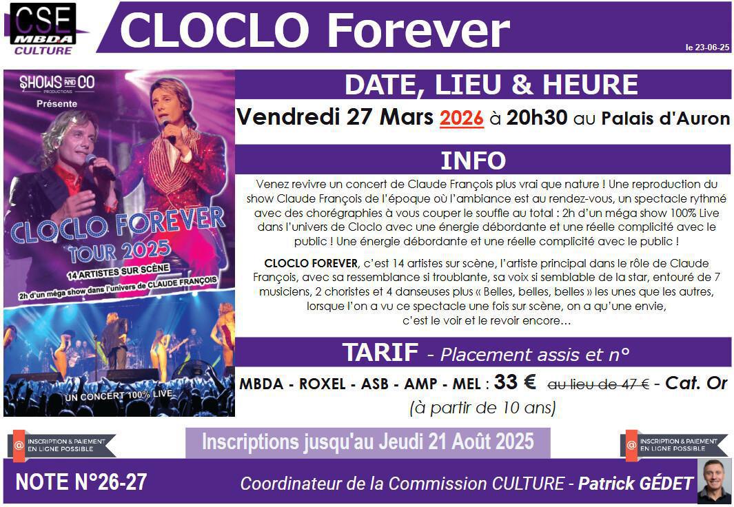 PRESTA CSE - Culture - Cloclo Forever au Palais d’Auron