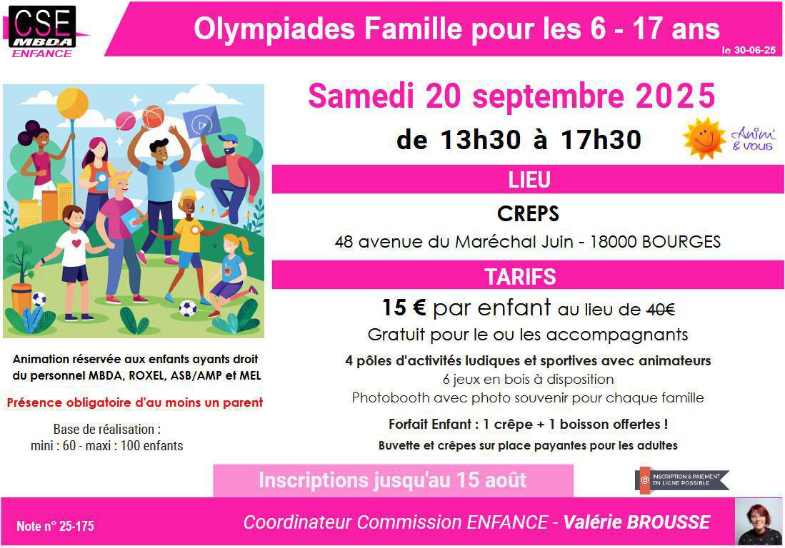 PRESTA CSE - Enfance - Olympiades Famille pour les 6 – 17 ans