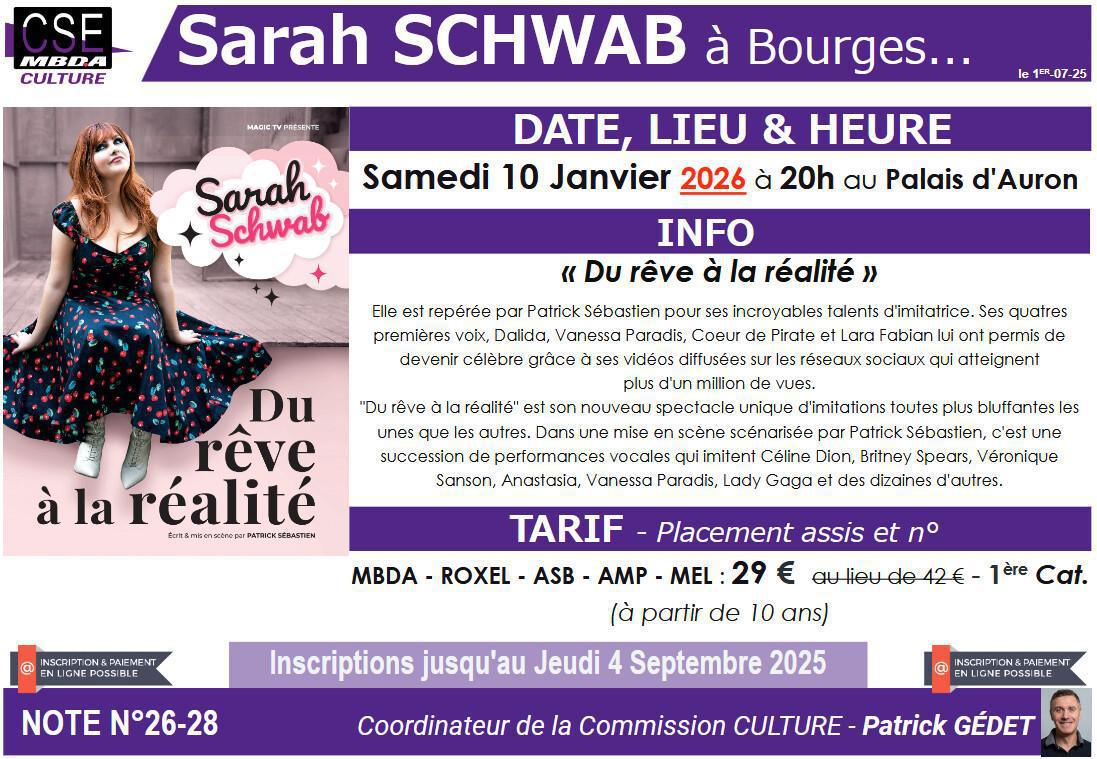 PRESTA CSE - Culture - Palais d’Auron retrouvez notre selection de spectacles