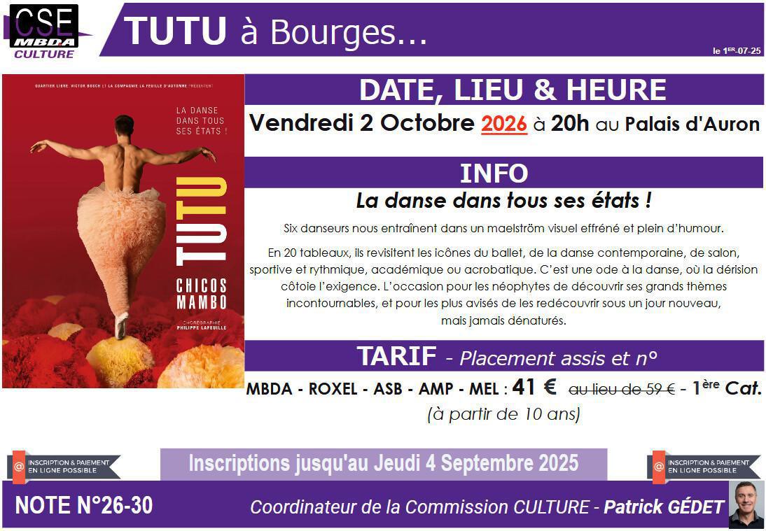 PRESTA CSE - Culture - Palais d’Auron retrouvez notre selection de spectacles