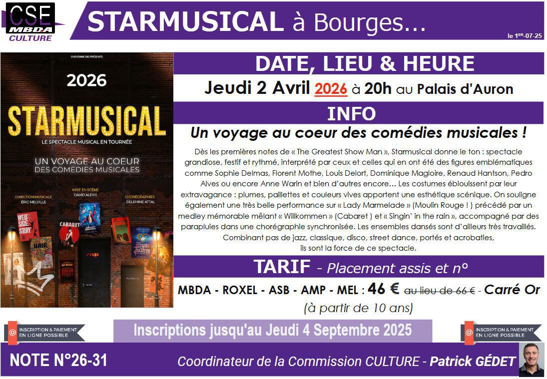 PRESTA CSE - Culture - Palais d’Auron retrouvez notre selection de spectacles