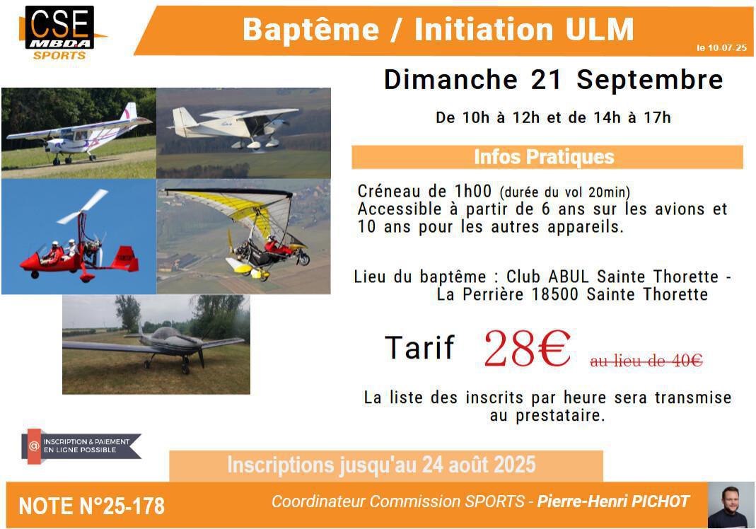PRESTA CSE - Sport - Baptême ULM
