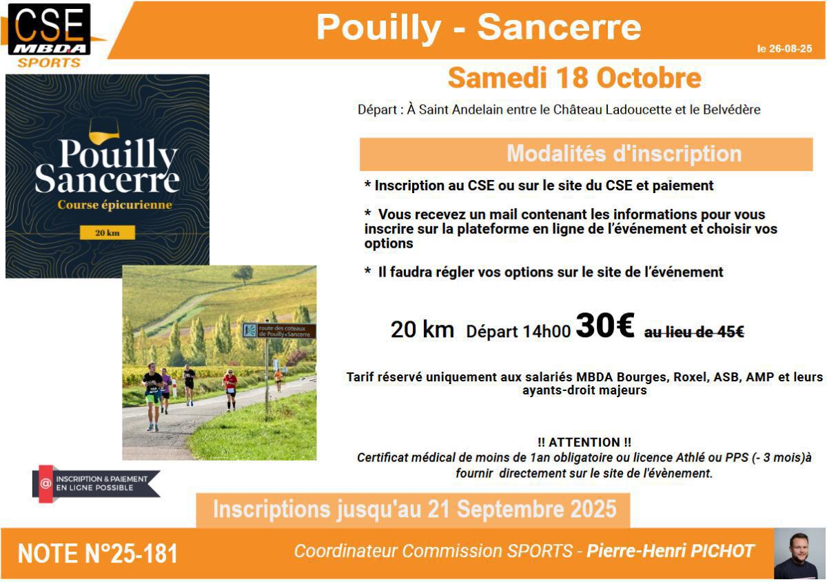 PRESTA CSE - Sport - Pouilly-Sancerre 20km