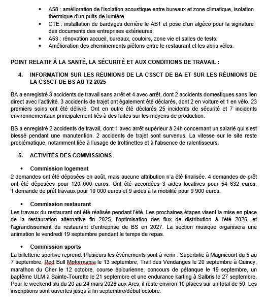 Flash CSE BO - 28 aout 2025