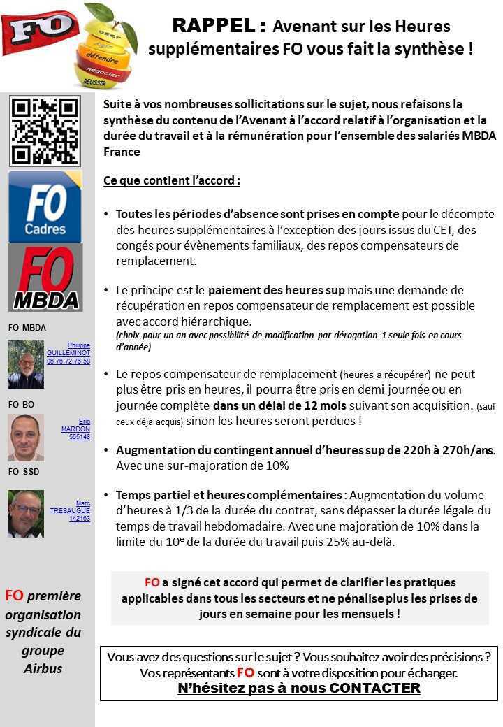 Novembre 2025 : Rappel sur l'avenant heures supplementaires Novembre 2025 : Rappel sur l'avenant heures supplementaires