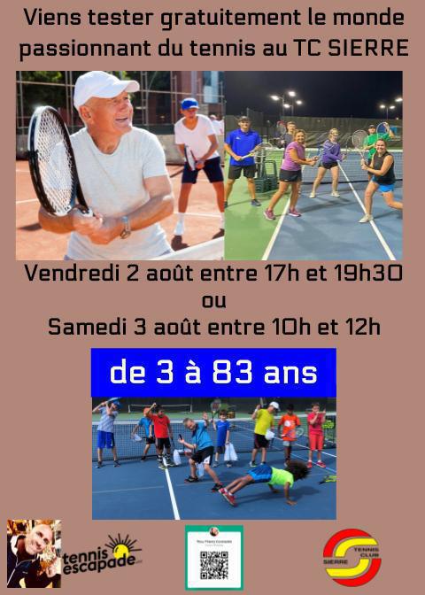 Viens tester le tennis au TC SIERRE gratuitement