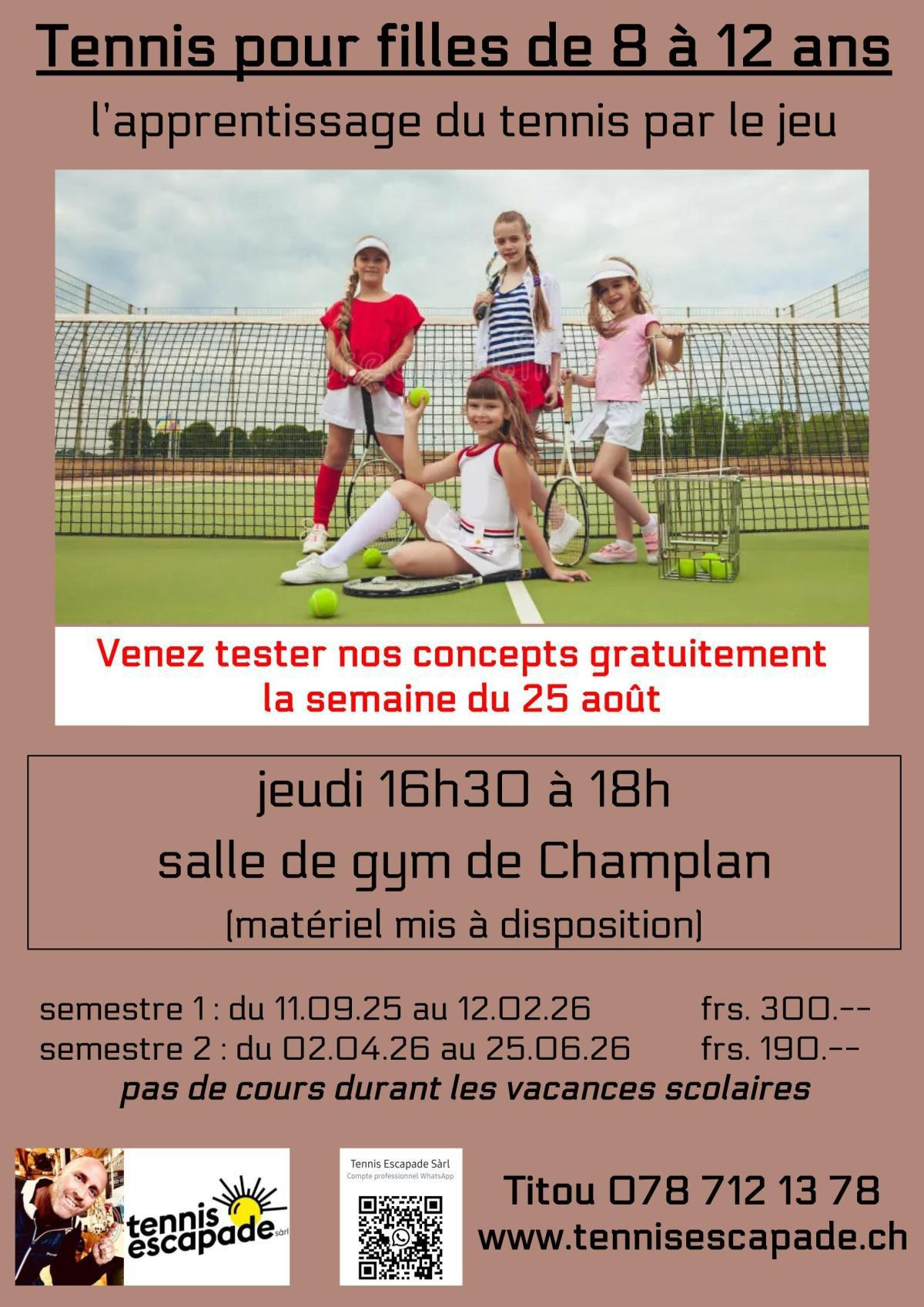 Tennis pour filles (de 8 à 12 ans) Champlan