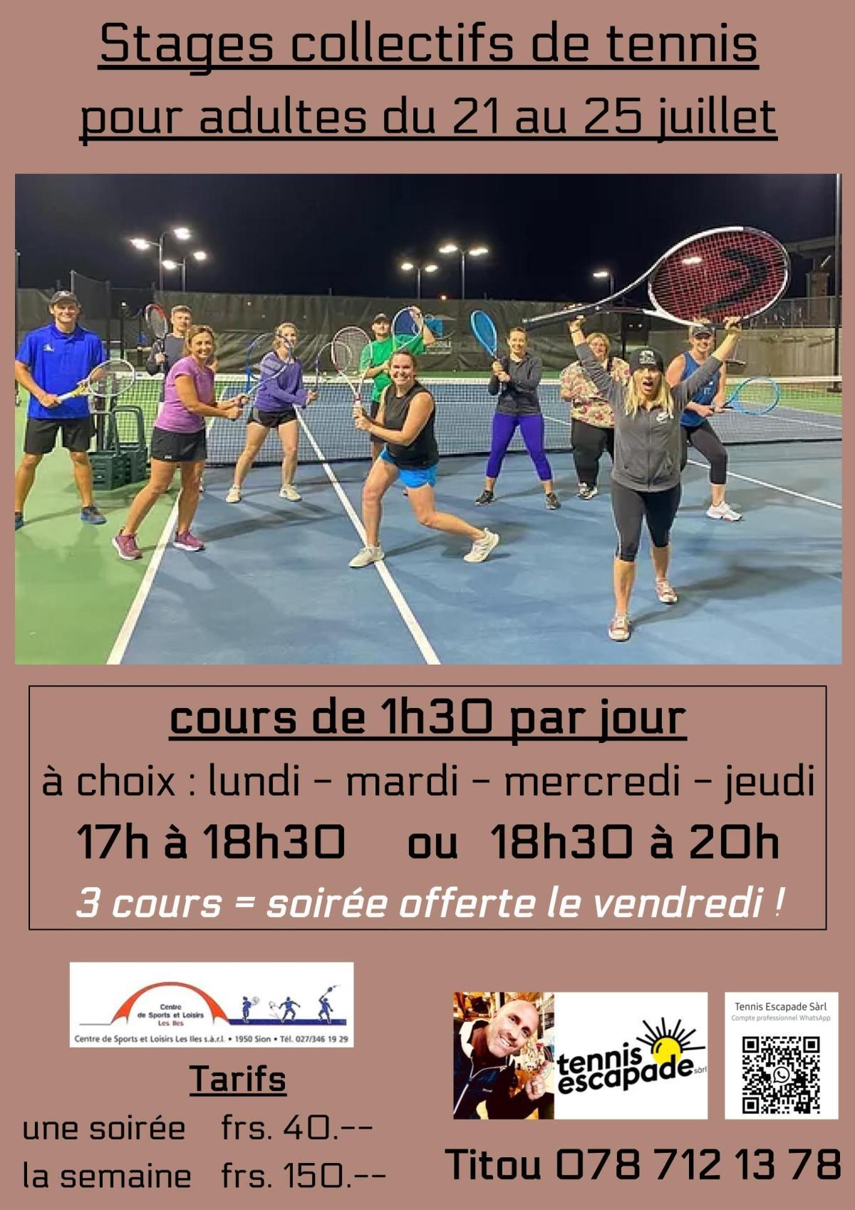 Stages collectifs de tennis pour adultes ILES à Sion