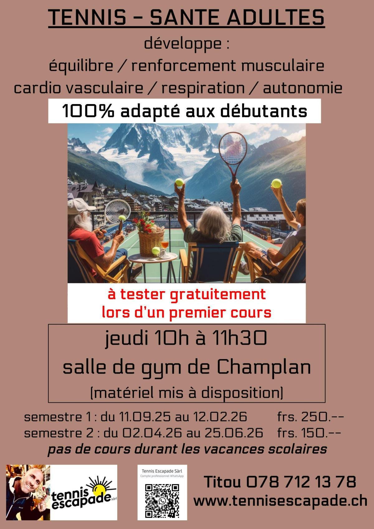 Tennis Santé débutants Adultes Champlan