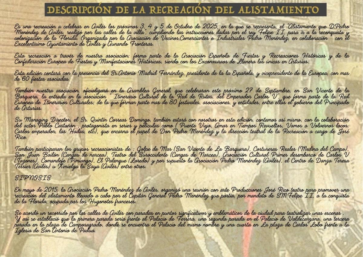 Alistamiento que realizó Pedro Menéndez de Avilés